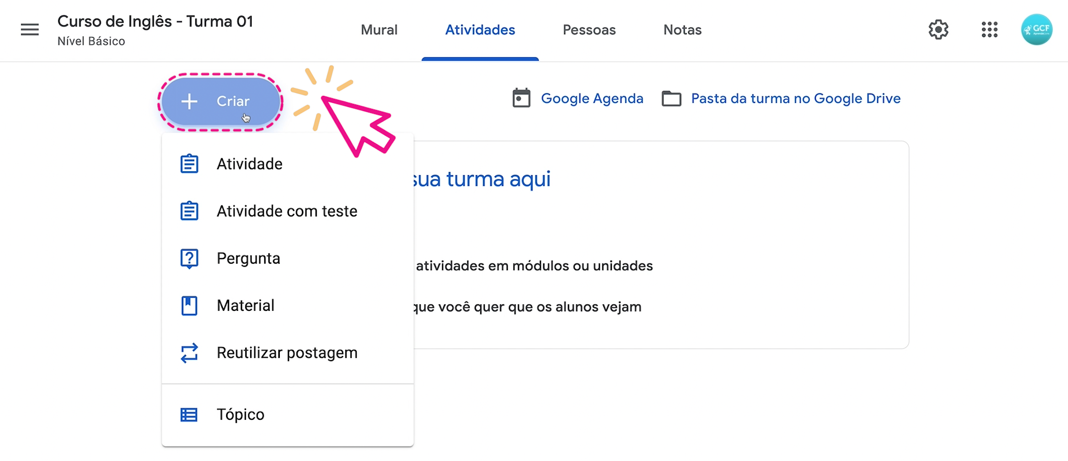 Para que serve a aba atividades do google sala de aula - imagem2